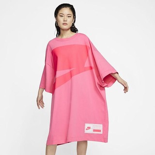 Rochie Nike Sportswear NSW Oversized Maneca Scurta Dama Roz Albi Roz | QZIT-10735